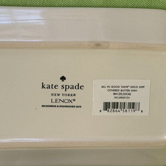 KATE SPADE DECO DOT COVERED BUTTER DISH:NWT DOTS - Picture 11 of 14